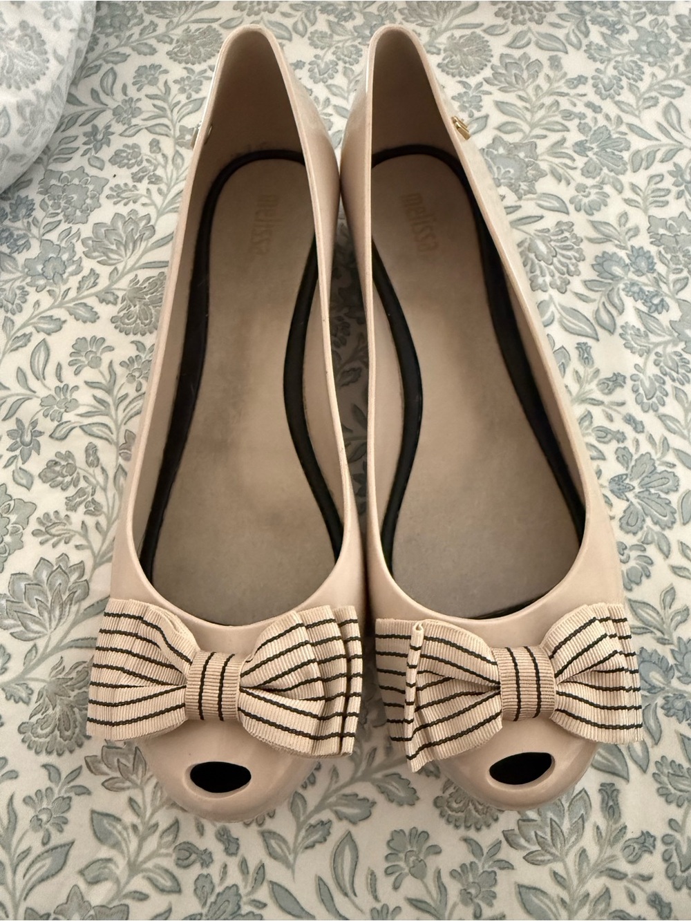 Melissa jelly Nude Bow Peep-Toe Flats